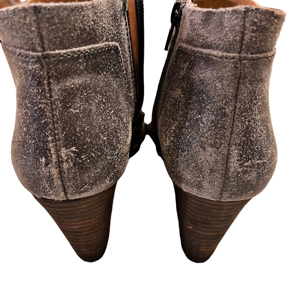 Women's Lucky Brand YABBA Ankle Boot STORM POWELL Wedge Stacked Leather Size 6.5 - Picture 5 of 12